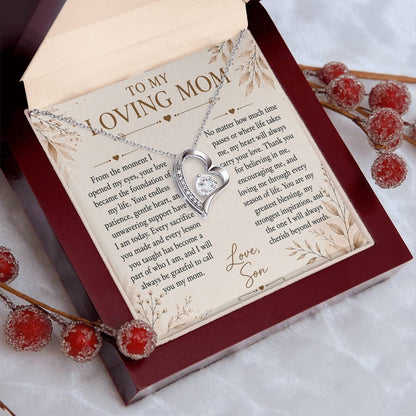 To My Loving Mom - Heart Love Neckalce