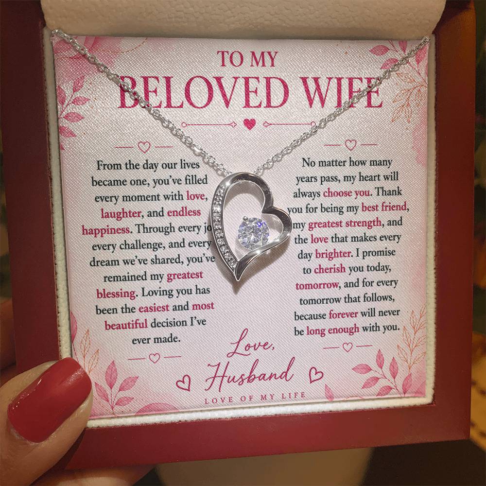 To  My Beloved Wife -  Love Of My Life  Necklace