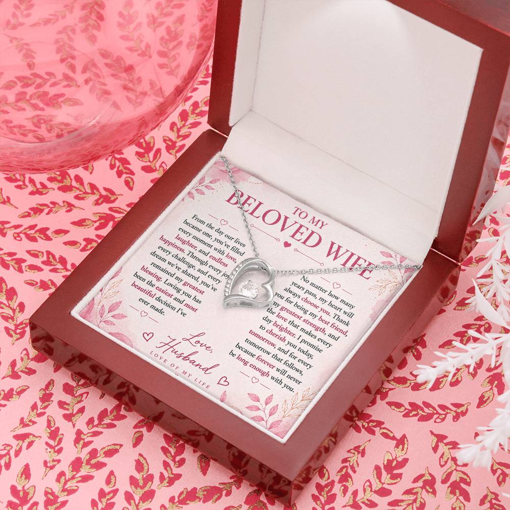 To  My Beloved Wife -  Love Of My Life  Necklace