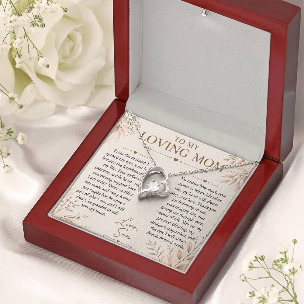 To My Loving Mom - Heart Love Neckalce