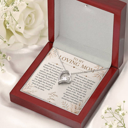 To My Loving Mom - Heart Love Neckalce