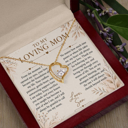 To My Loving Mom - Heart Love Neckalce
