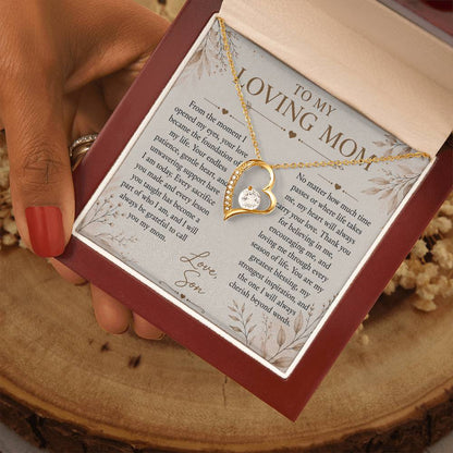 To My Loving Mom - Heart Love Neckalce
