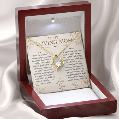 To My Loving Mom - Heart Love Neckalce