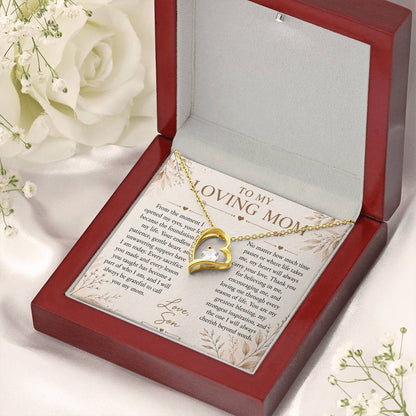 To My Loving Mom - Heart Love Neckalce