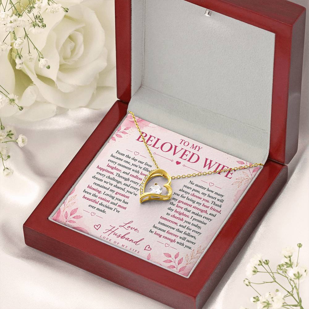 To  My Beloved Wife -  Love Of My Life  Necklace