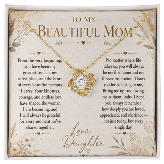 To My Beautiful Mom - Forever Family Love Necklace