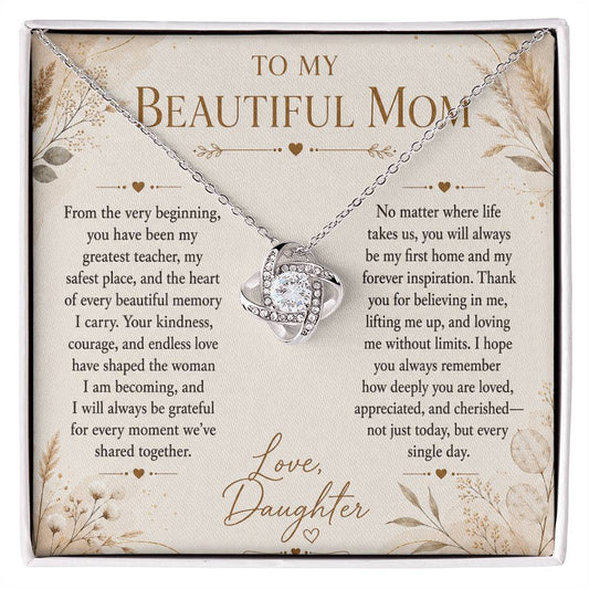 To My Beautiful Mom - Forever Family Love Necklace