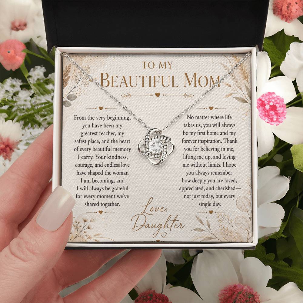 To My Beautiful Mom - Forever Family Love Necklace