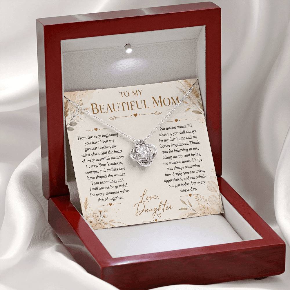 To My Beautiful Mom - Forever Family Love Necklace