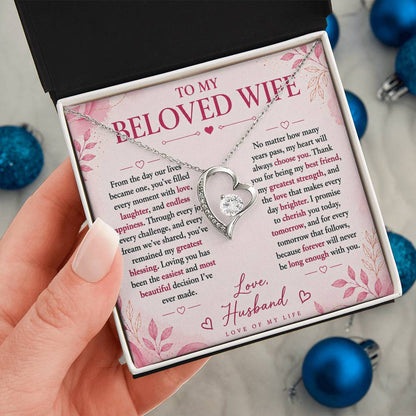 To  My Beloved Wife -  Love Of My Life  Necklace