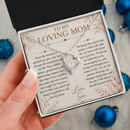 To My Loving Mom - Heart Love Neckalce