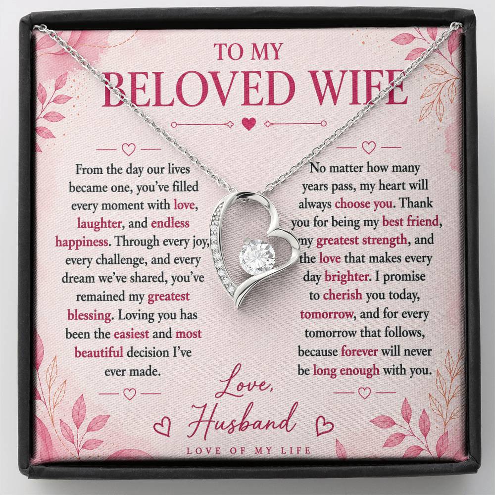 To  My Beloved Wife -  Love Of My Life  Necklace