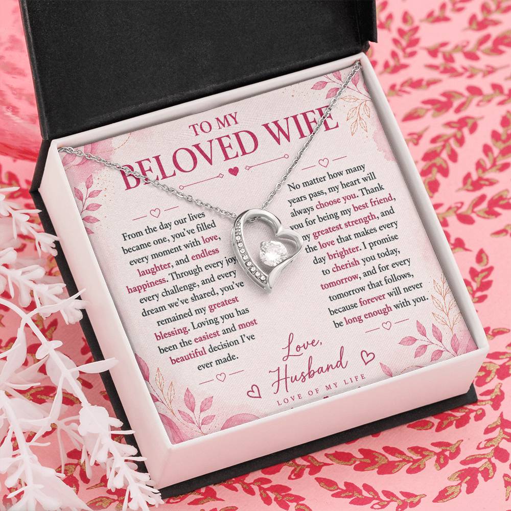 To  My Beloved Wife -  Love Of My Life  Necklace