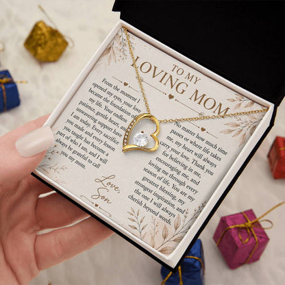 To My Loving Mom - Heart Love Neckalce