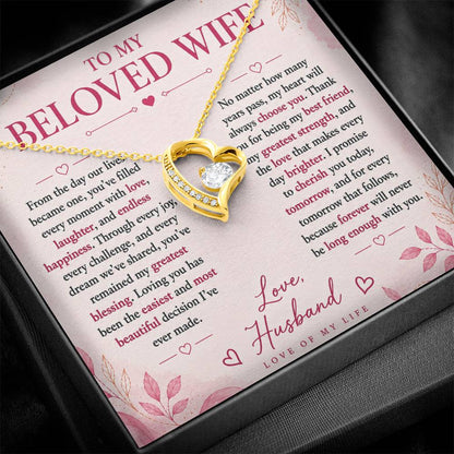 To  My Beloved Wife -  Love Of My Life  Necklace