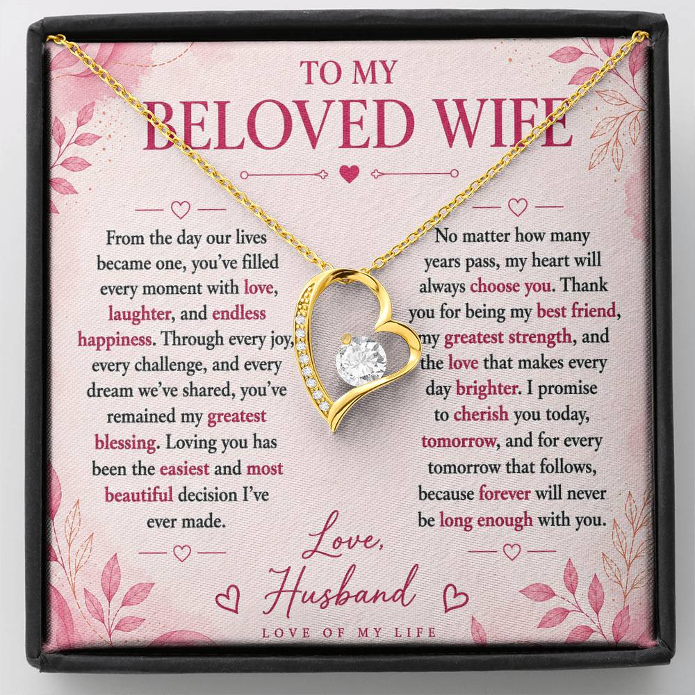 To  My Beloved Wife -  Love Of My Life  Necklace