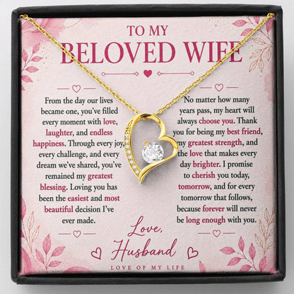 To  My Beloved Wife -  Love Of My Life  Necklace