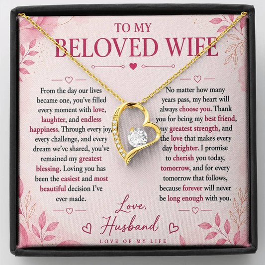 To  My Beloved Wife -  Love Of My Life  Necklace