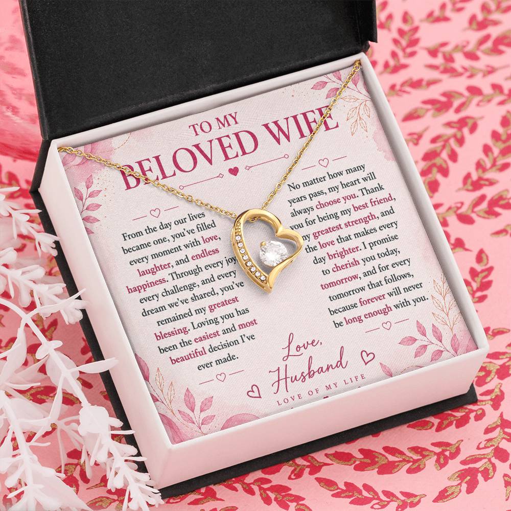 To  My Beloved Wife -  Love Of My Life  Necklace