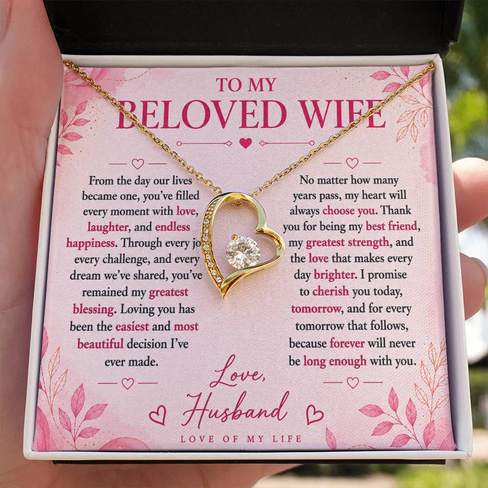 To  My Beloved Wife -  Love Of My Life  Necklace